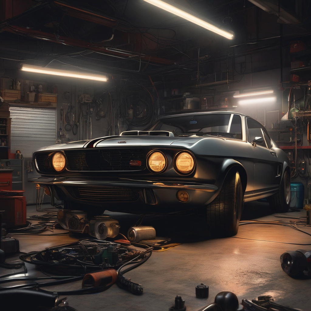 Engine diagnostics during routine service Engine bay close-up diagnostics during routine service