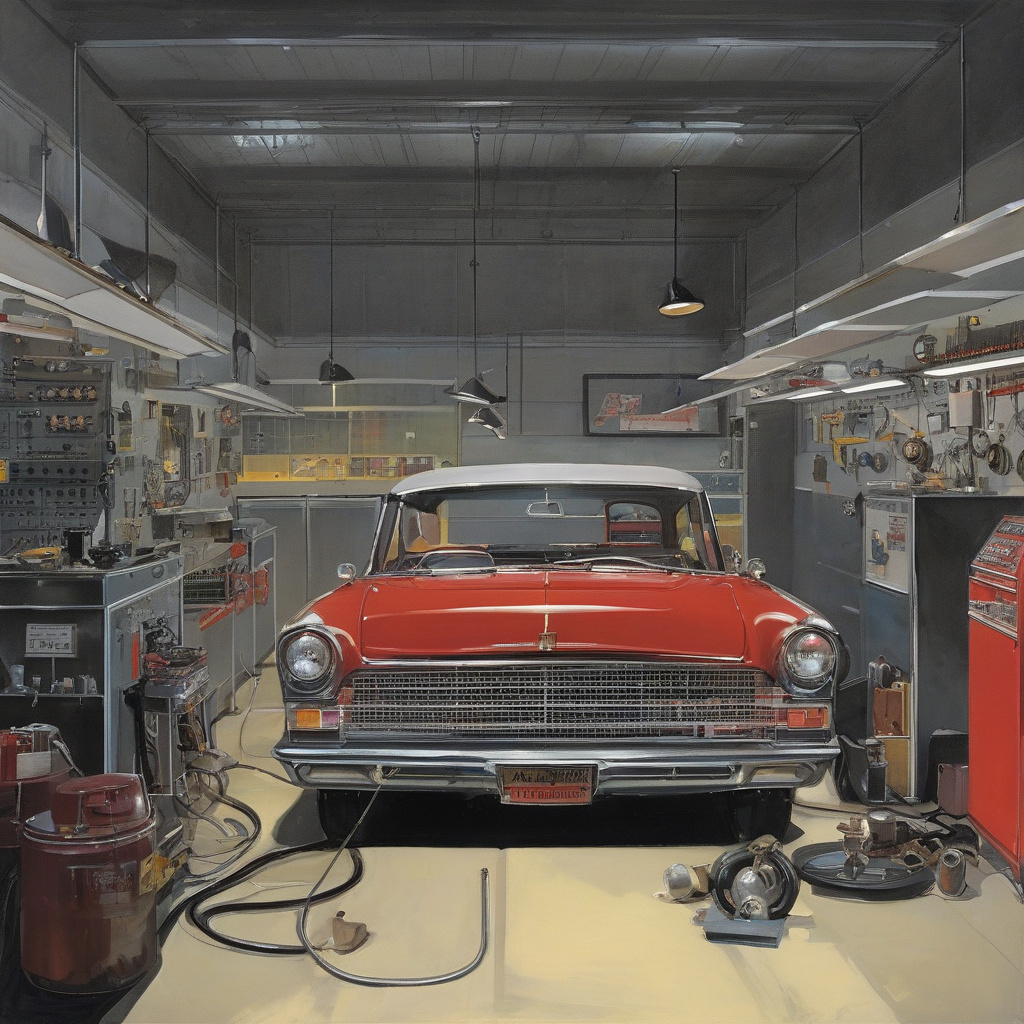 Technician pinpointing engine clicking with a sound probe