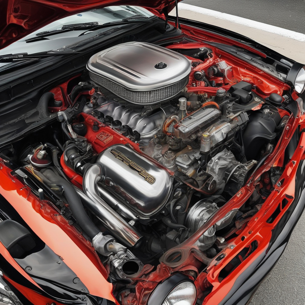 Close-up of engine bay revealing potential leak points