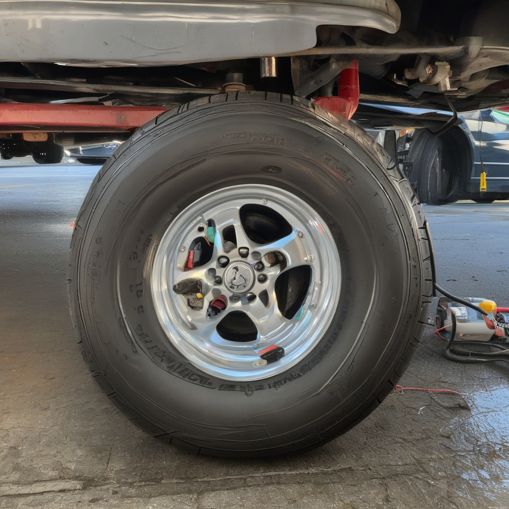 Mechanic diagnosing TPMS warning after tire change
